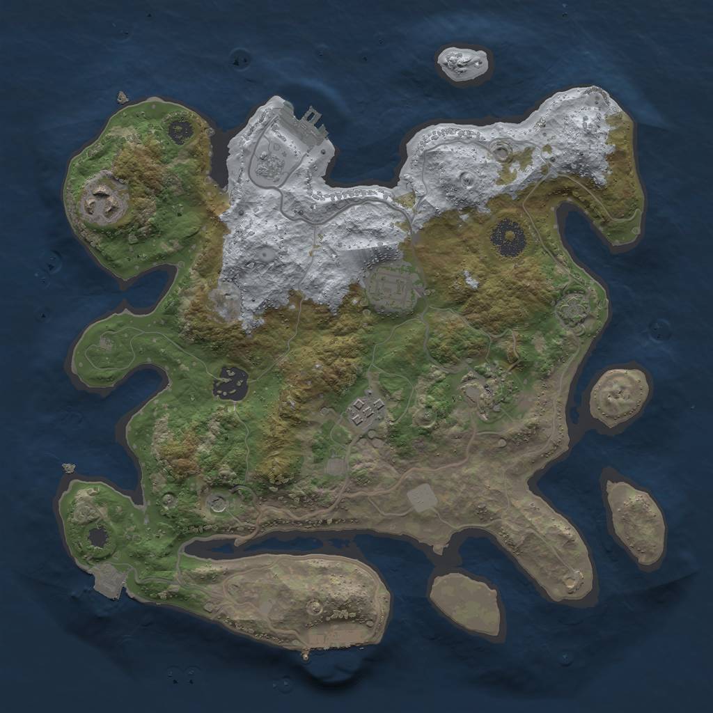 Rust Map: Procedural Map, Size: 3000, Seed: 1145269090, 13 Monuments