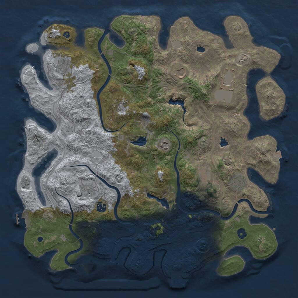 Rust Map: Procedural Map, Size: 4500, Seed: 1932366363, 16 Monuments