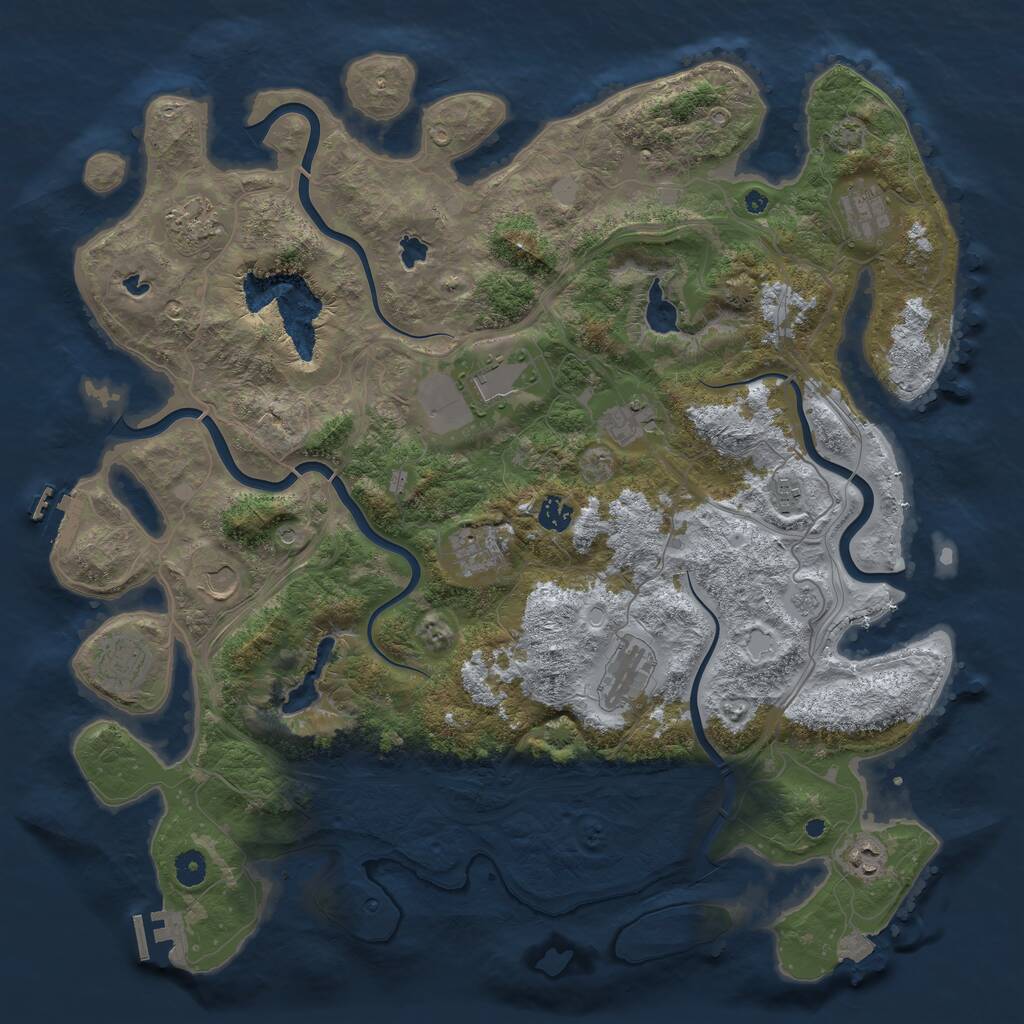 Rust Map: Procedural Map, Size: 4500, Seed: 2138221336, 17 Monuments