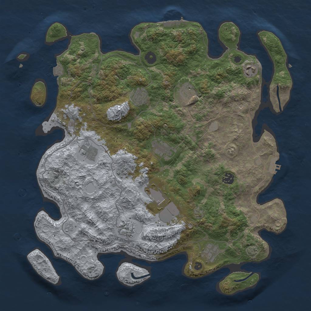 Rust Map: Procedural Map, Size: 4000, Seed: 311630494, 18 Monuments