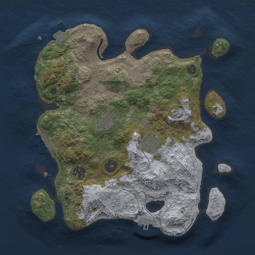 Rust Map: Procedural Map, Size: 3000, Seed: 17583, 11 Monuments