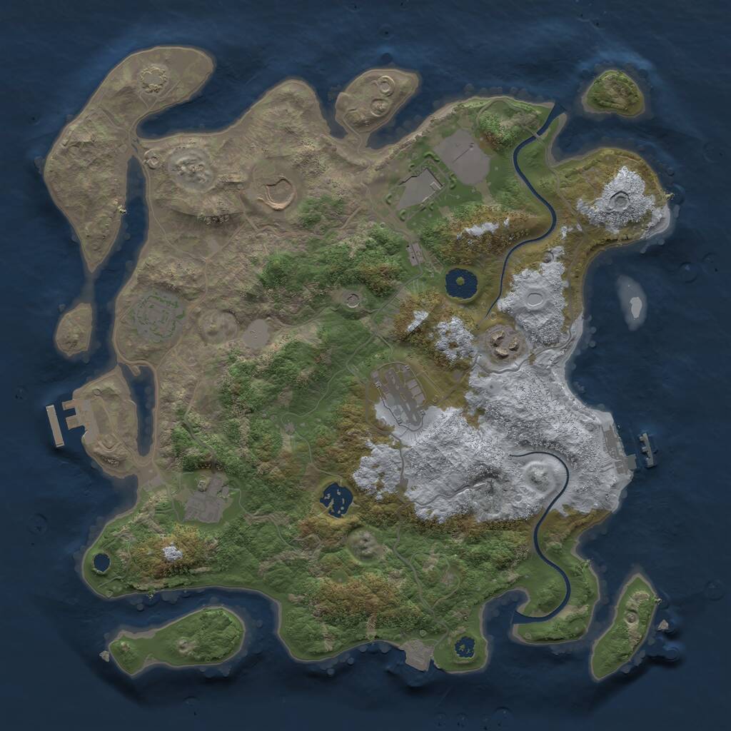 Rust Map: Procedural Map, Size: 3500, Seed: 1850215189, 12 Monuments