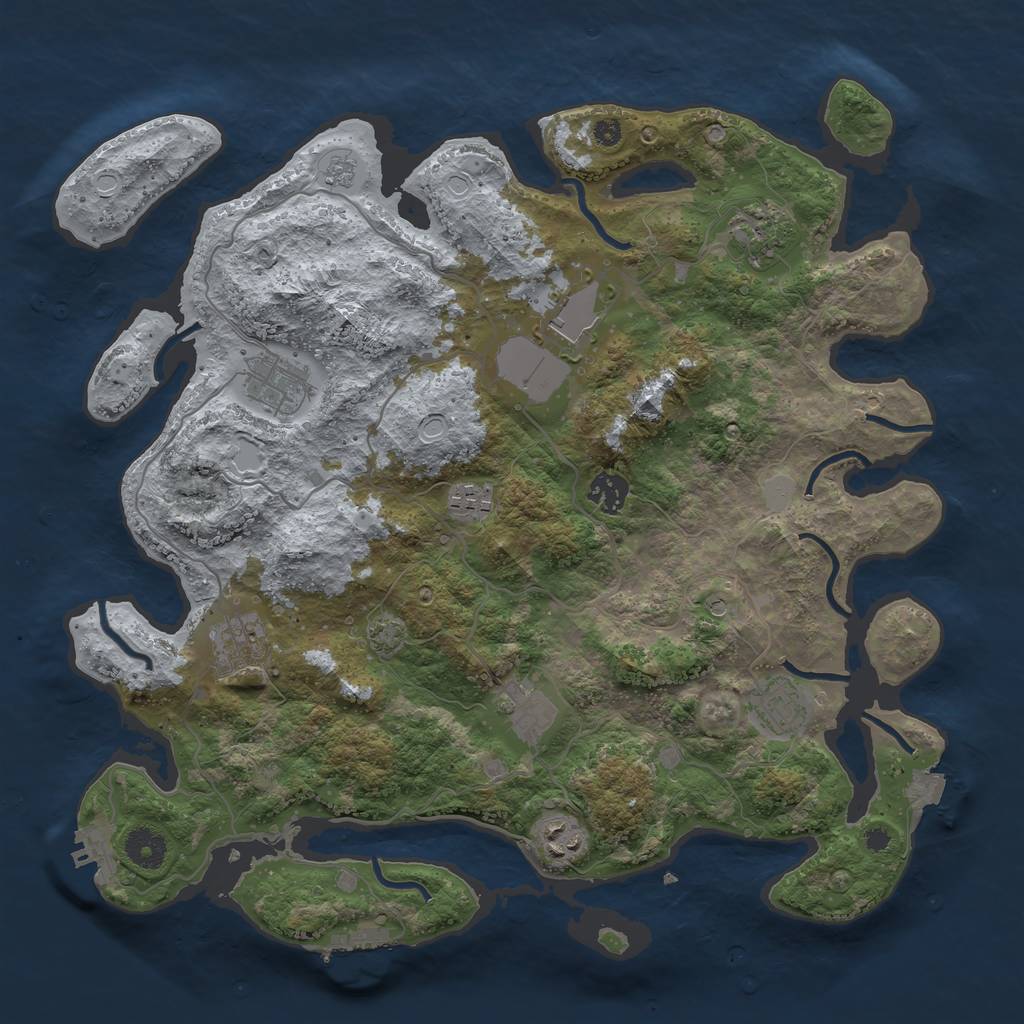 Rust Map: Procedural Map, Size: 3800, Seed: 668372, 17 Monuments