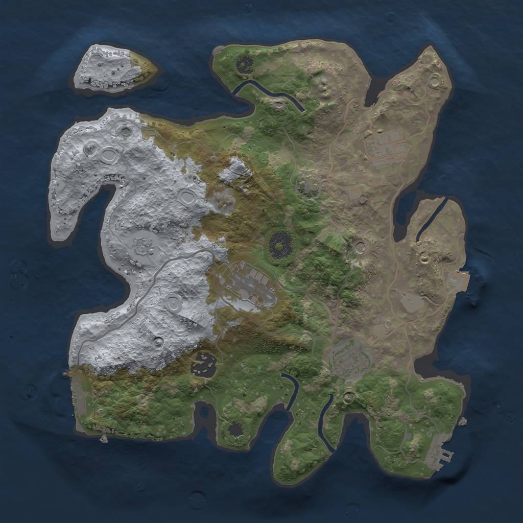 Rust Map: Procedural Map, Size: 3000, Seed: 2037517193, 12 Monuments