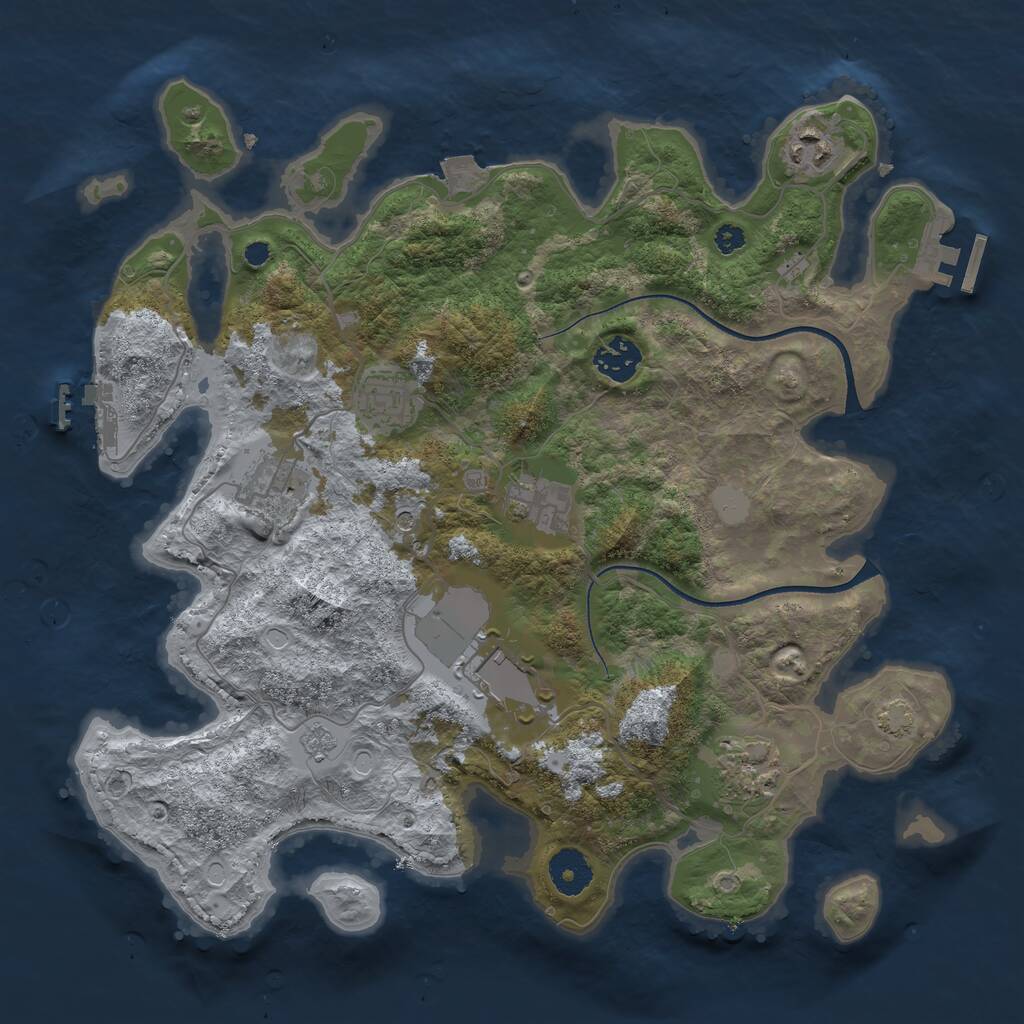 Rust Map: Procedural Map, Size: 3500, Seed: 19505, 13 Monuments