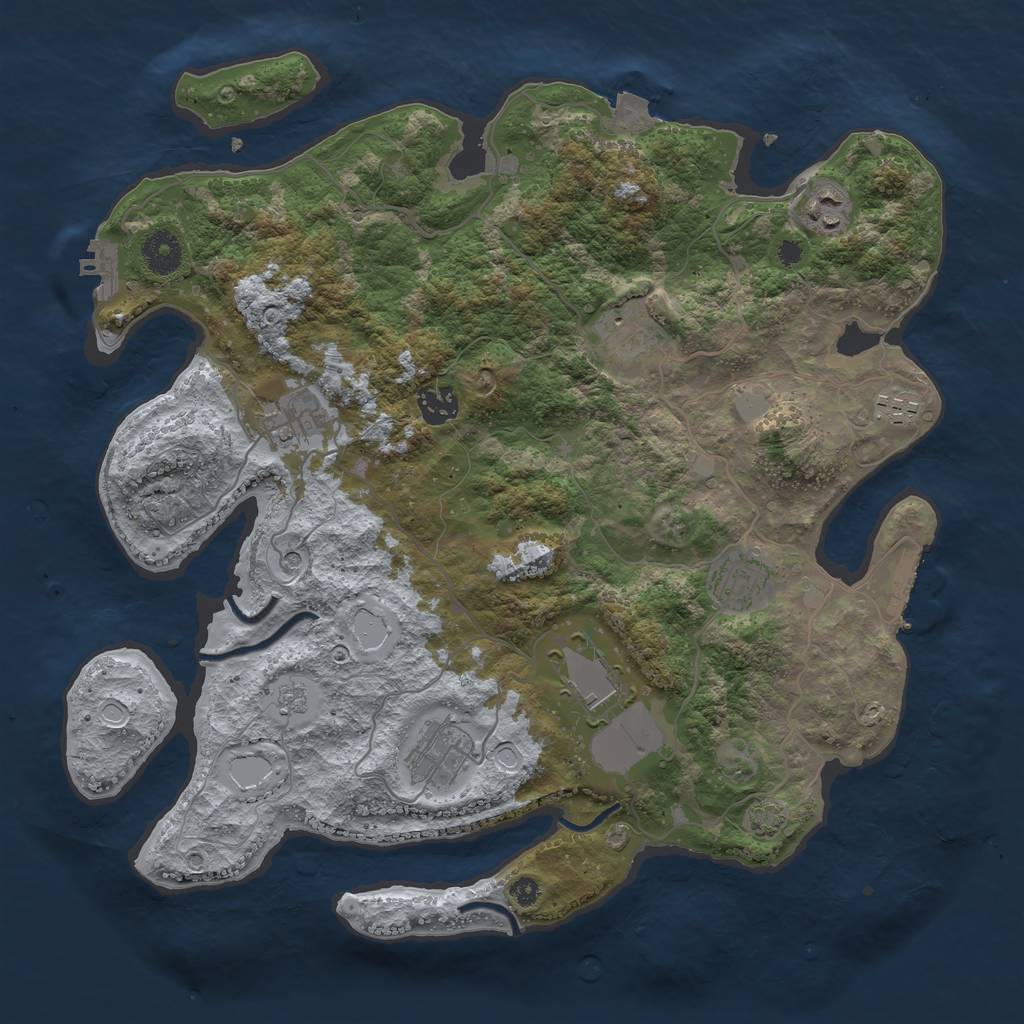 Rust Map: Procedural Map, Size: 3700, Seed: 29182493, 16 Monuments