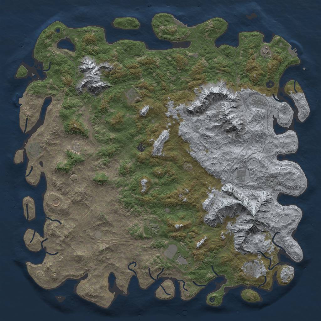 Rust Map: Procedural Map, Size: 6000, Seed: 751254, 19 Monuments