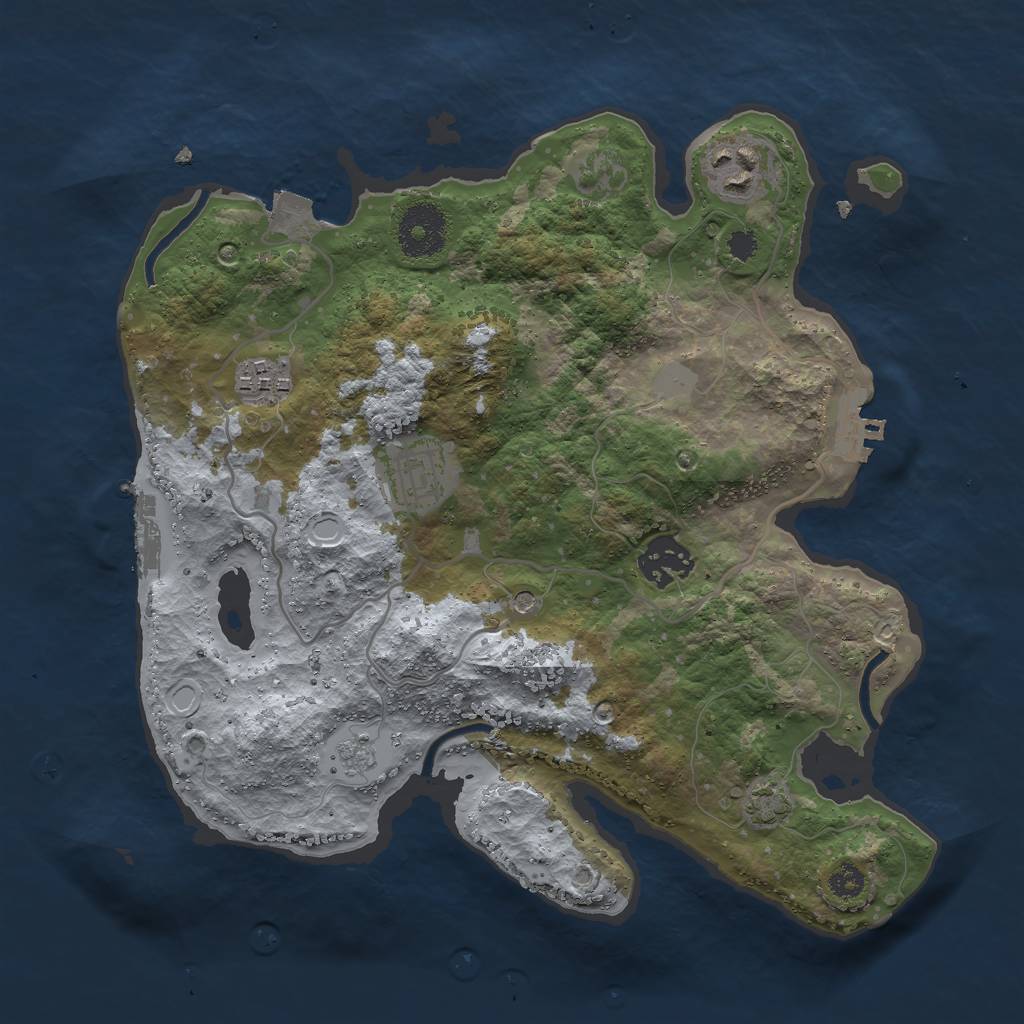 Rust Map: Procedural Map, Size: 3000, Seed: 27462, 12 Monuments