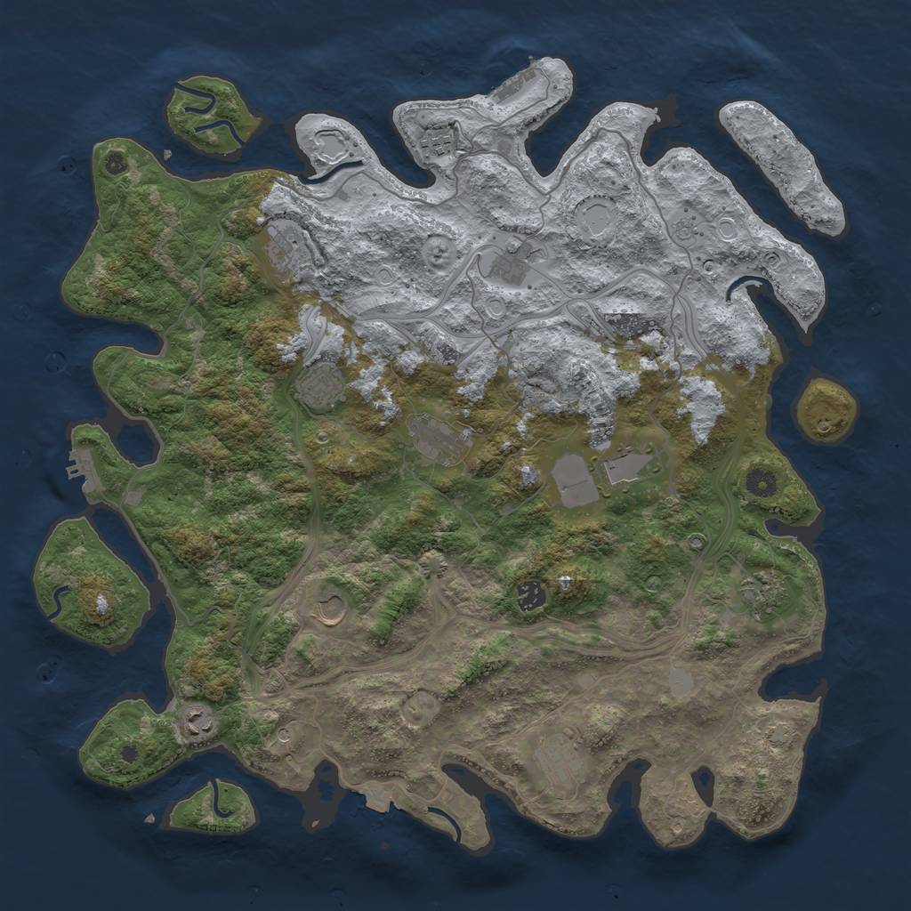 Rust Map: Procedural Map, Size: 4500, Seed: 1486070412, 19 Monuments