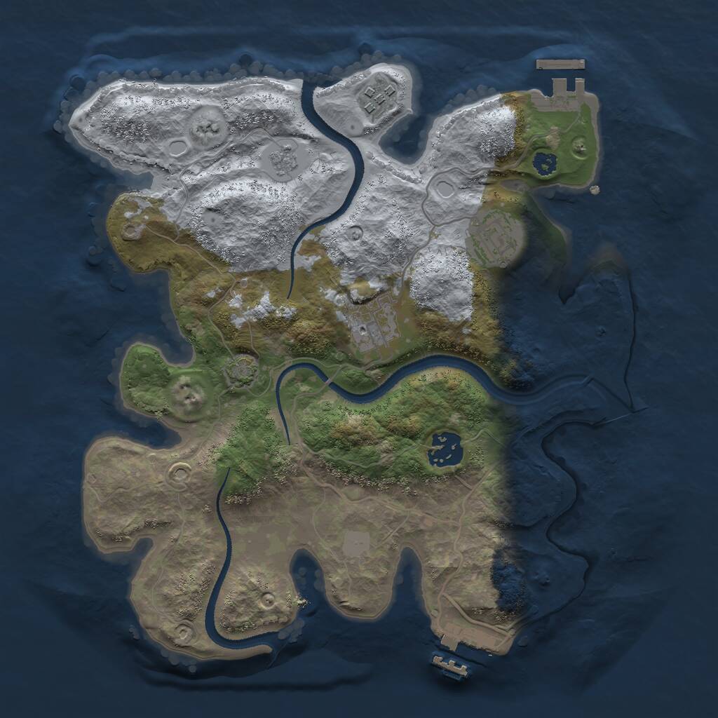 Rust Map: Procedural Map, Size: 3000, Seed: 16711, 9 Monuments
