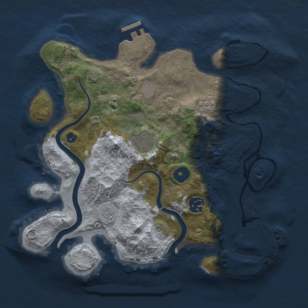 Rust Map: Procedural Map, Size: 3000, Seed: 1948245124, 9 Monuments