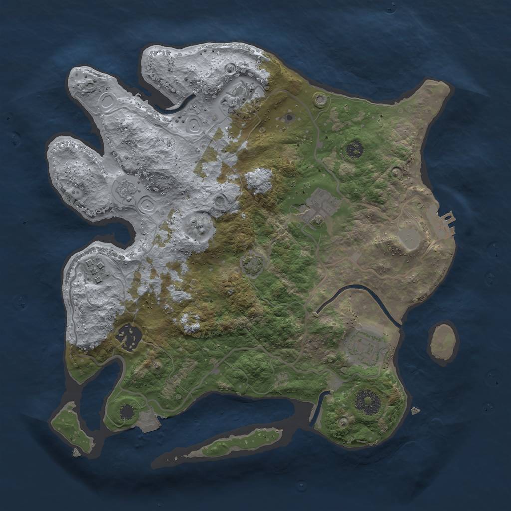 Rust Map: Procedural Map, Size: 3000, Seed: 634570249, 11 Monuments