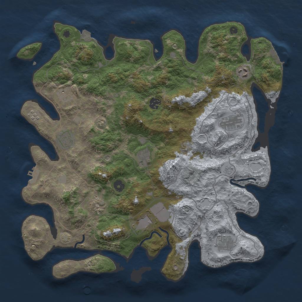 Rust Map: Procedural Map, Size: 4000, Seed: 90023121, 18 Monuments