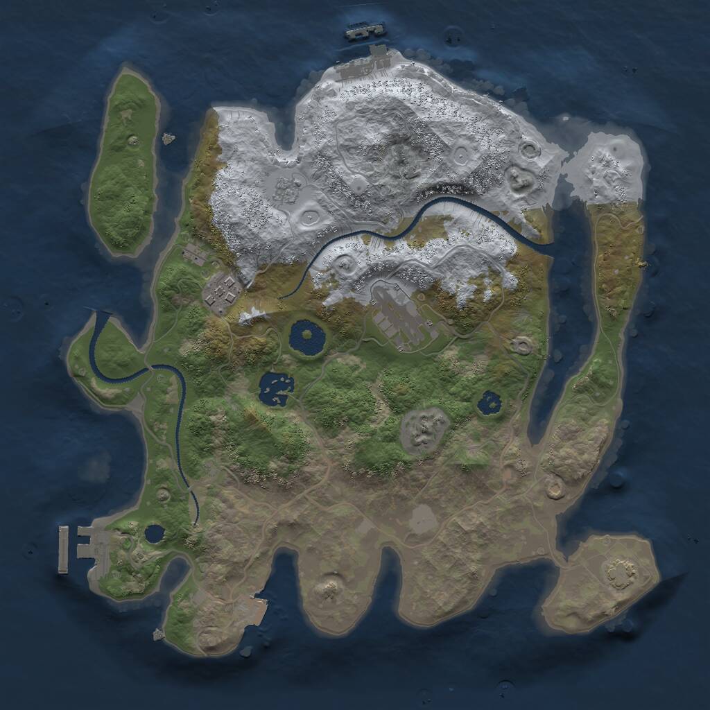 Rust Map: Procedural Map, Size: 3000, Seed: 972940570, 8 Monuments