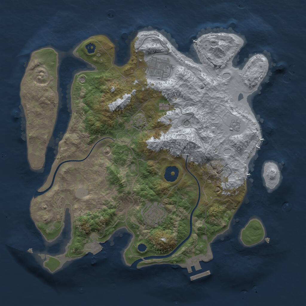 Rust Map: Procedural Map, Size: 3000, Seed: 844, 7 Monuments