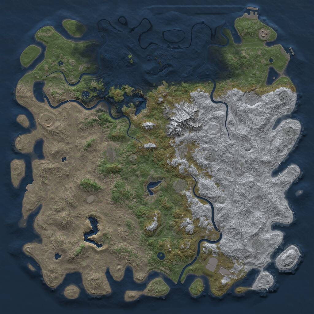 Rust Map: Procedural Map, Size: 6000, Seed: 728445669, 17 Monuments