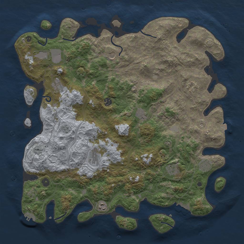 Rust Map: Procedural Map, Size: 4500, Seed: 1974760445, 19 Monuments