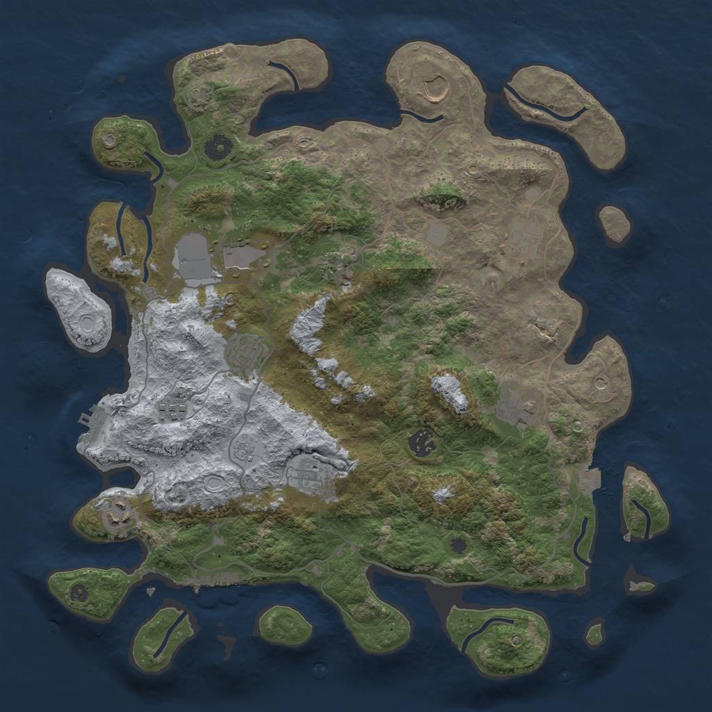 Rust Map: Procedural Map, Size: 4000, Seed: 61620068, 18 Monuments