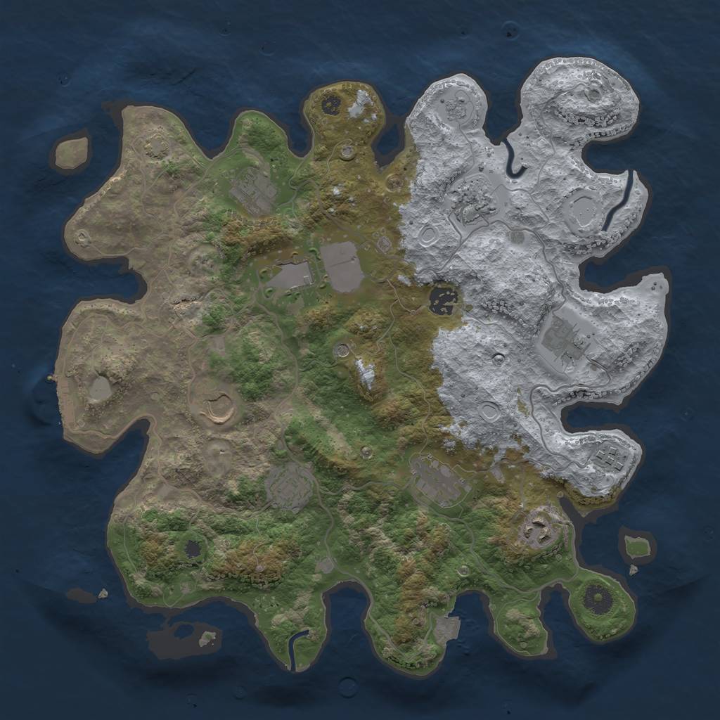 Rust Map: Procedural Map, Size: 3700, Seed: 1928758068, 17 Monuments