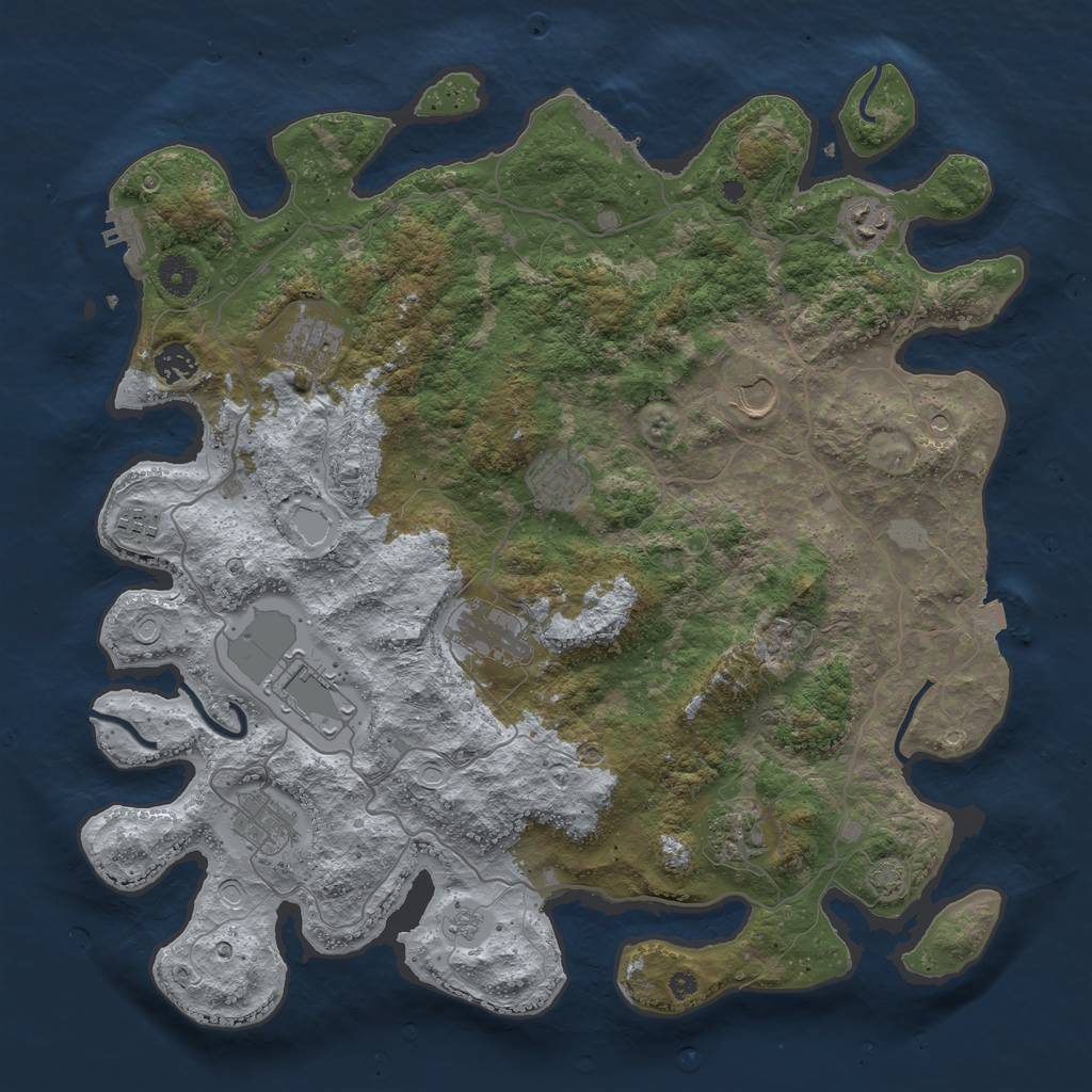 Rust Map: Procedural Map, Size: 4100, Seed: 83058477, 18 Monuments