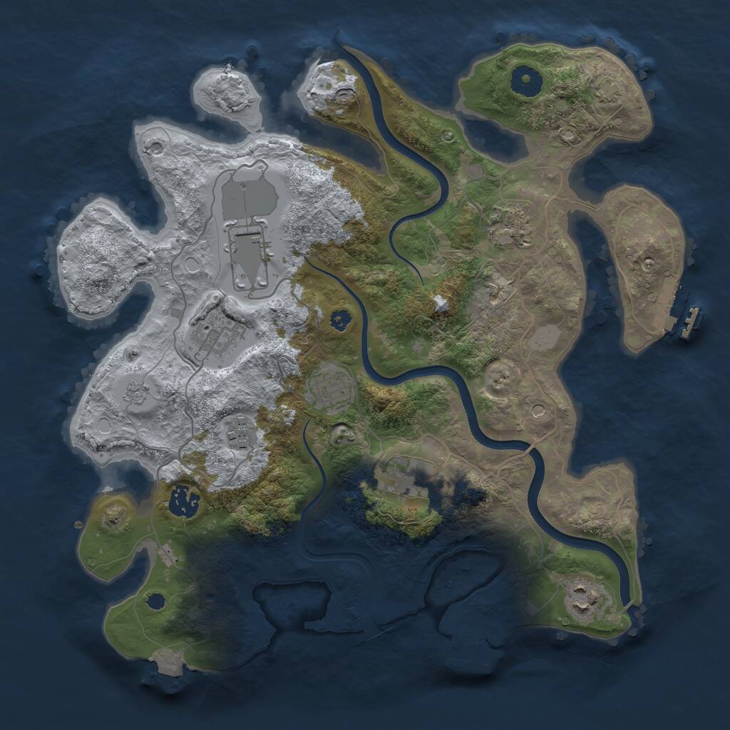 Rust Map: Procedural Map, Size: 3500, Seed: 105923993, 14 Monuments