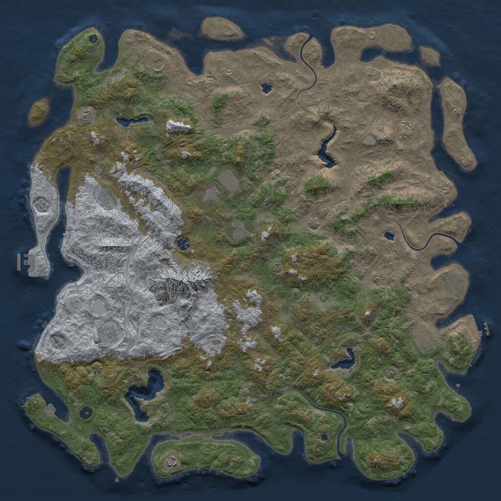 Rust Map: Procedural Map, Size: 6000, Seed: 983144443, 17 Monuments