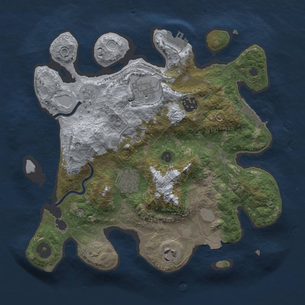 Rust Map: Procedural Map, Size: 3000, Seed: 592599511, 12 Monuments