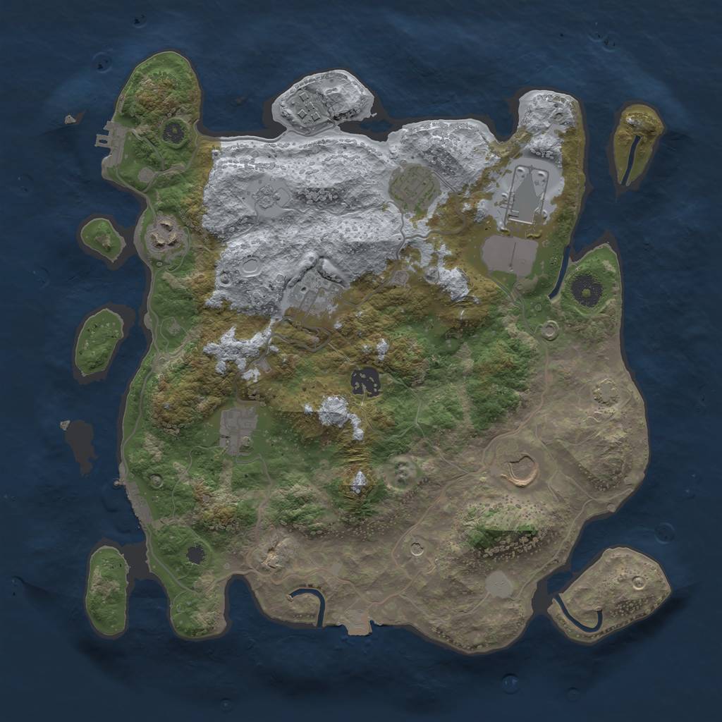 Rust Map: Procedural Map, Size: 3500, Seed: 98564785, 16 Monuments