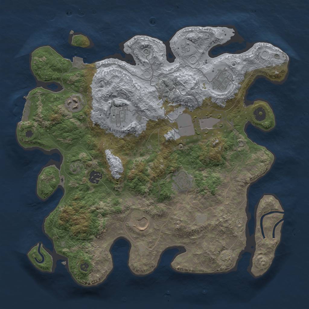 Rust Map: Procedural Map, Size: 3555, Seed: 1, 14 Monuments