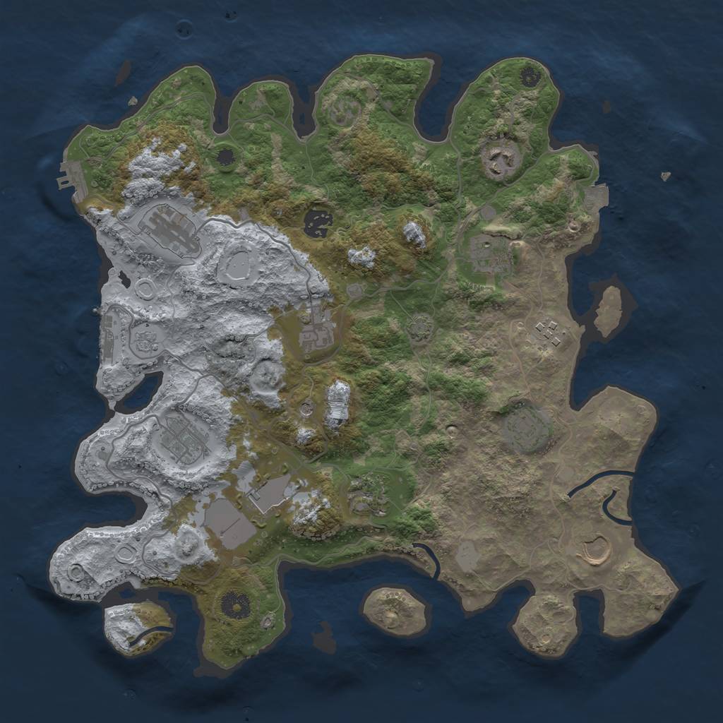 Rust Map: Procedural Map, Size: 3700, Seed: 1130983315, 19 Monuments