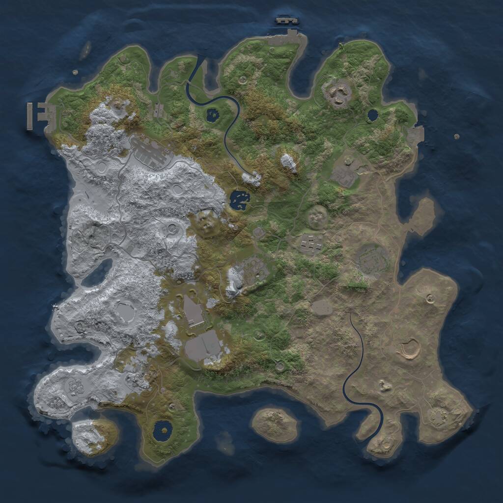 Rust Map: Procedural Map, Size: 3700, Seed: 1130983315, 16 Monuments
