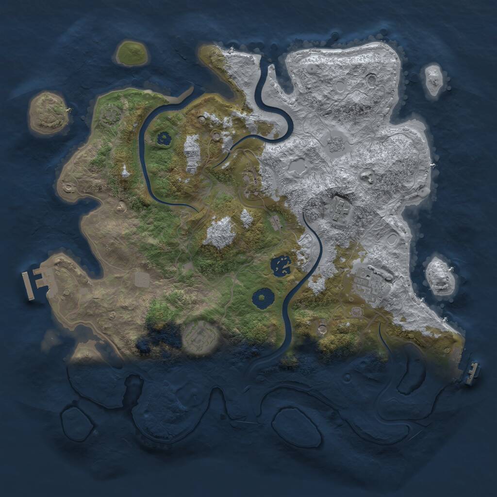 Rust Map: Procedural Map, Size: 3500, Seed: 328300509, 11 Monuments