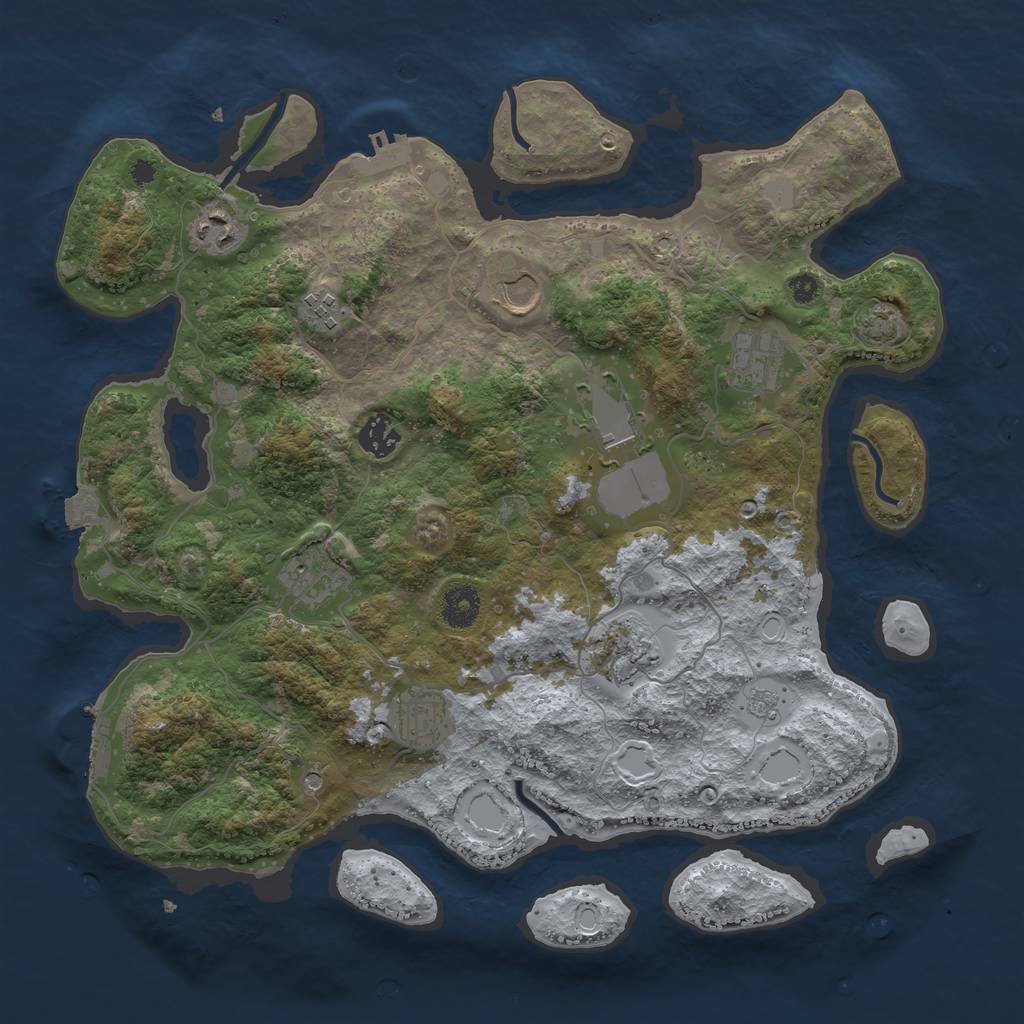 Rust Map: Procedural Map, Size: 3750, Seed: 1501722444, 17 Monuments