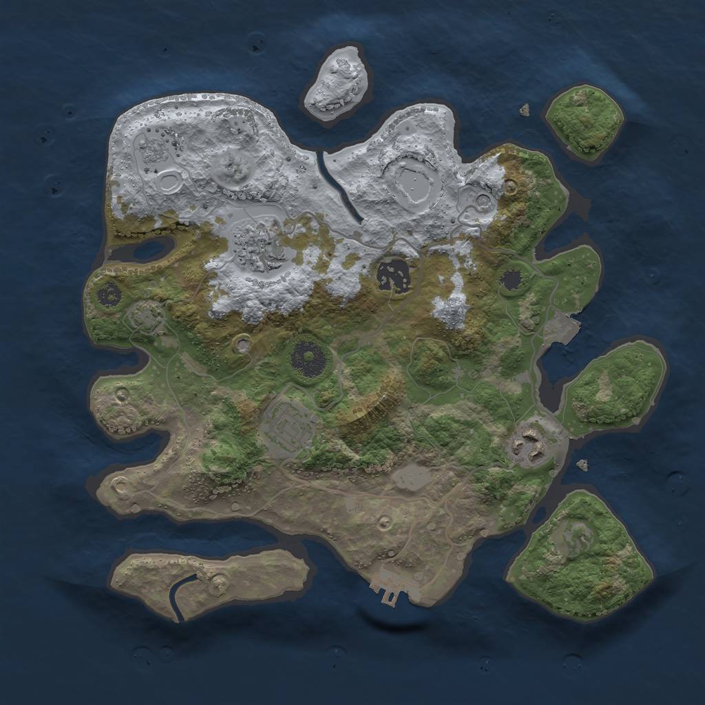 Rust Map: Procedural Map, Size: 3000, Seed: 2142093829, 11 Monuments
