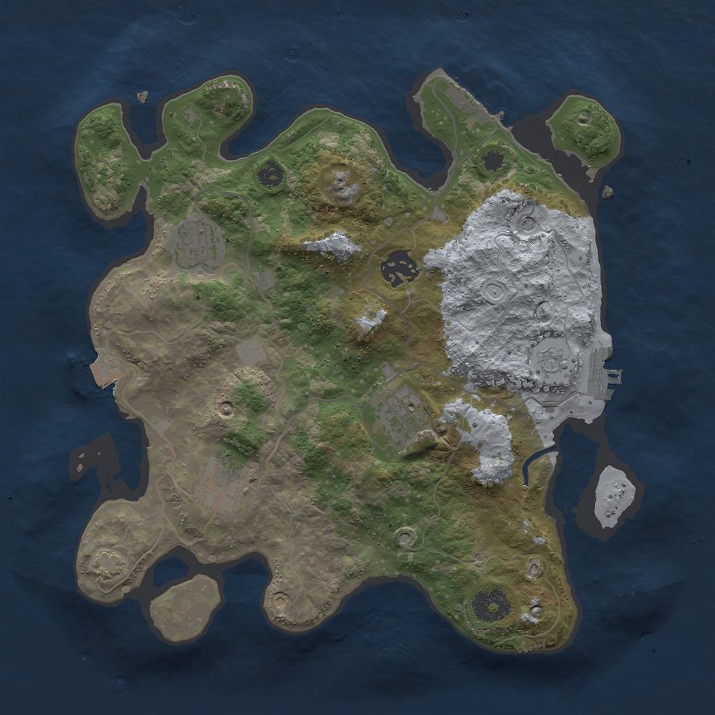 Rust Map: Procedural Map, Size: 3000, Seed: 2105934, 12 Monuments