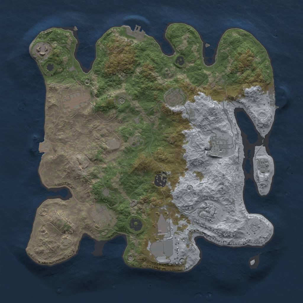 Rust Map: Procedural Map, Size: 3500, Seed: 332010, 17 Monuments