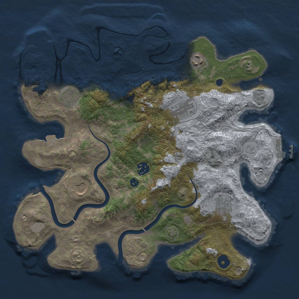 Rust Map: Procedural Map, Size: 3500, Seed: 812154446, 13 Monuments