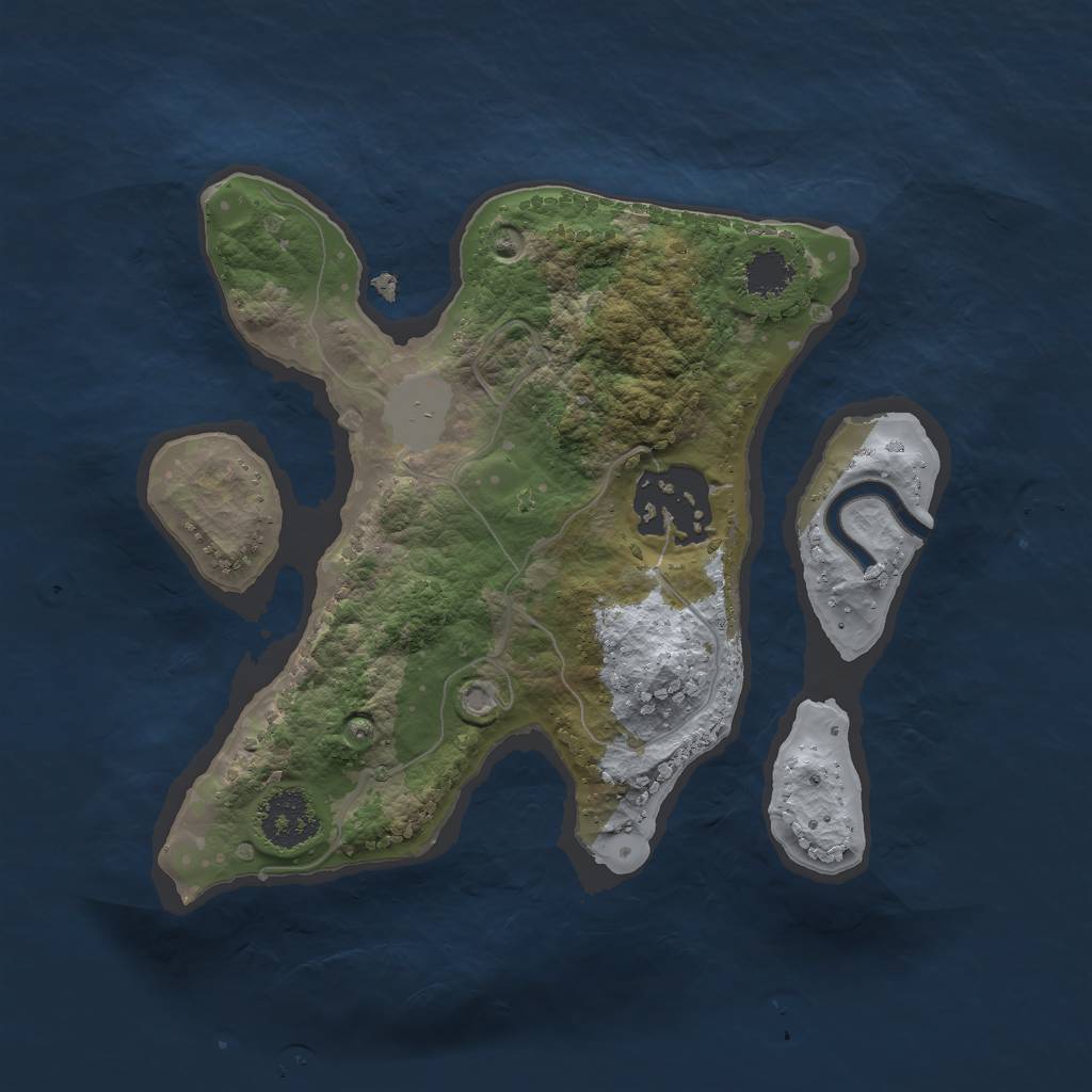 Rust Map: Procedural Map, Size: 2000, Seed: 4477, 4 Monuments