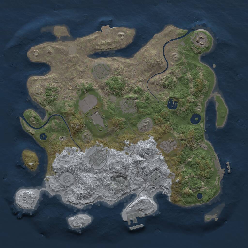Rust Map: Procedural Map, Size: 3500, Seed: 2116305530, 14 Monuments