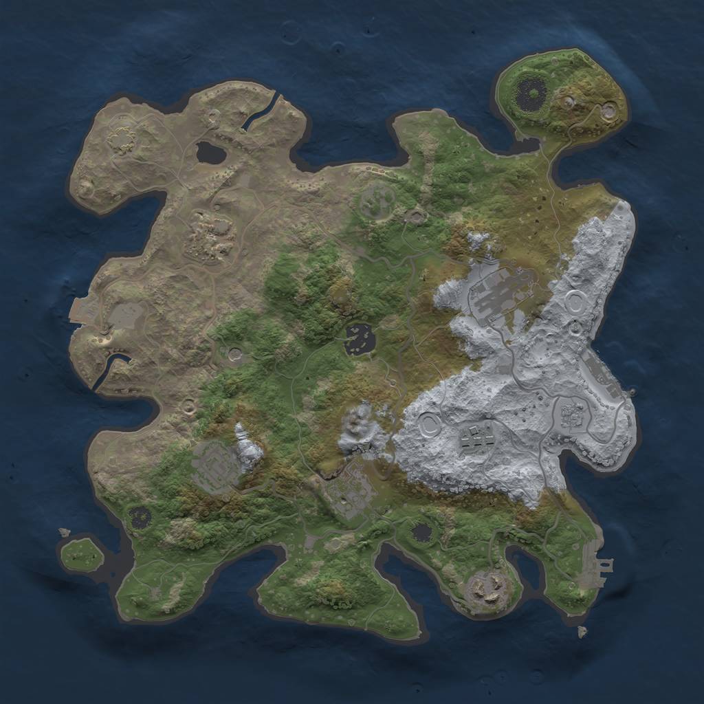 Rust Map: Procedural Map, Size: 3200, Seed: 754889, 15 Monuments