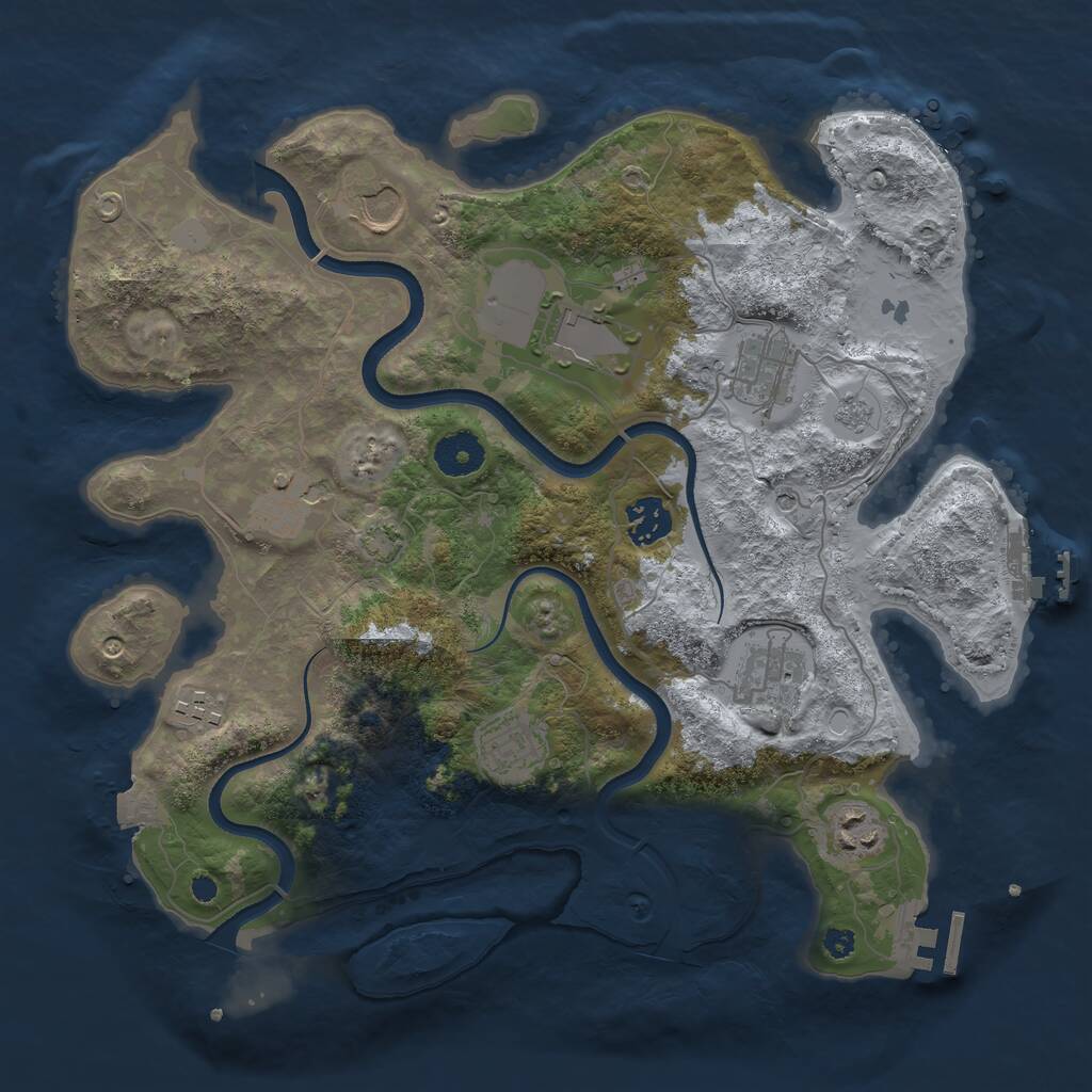 Rust Map: Procedural Map, Size: 3500, Seed: 293587169, 15 Monuments
