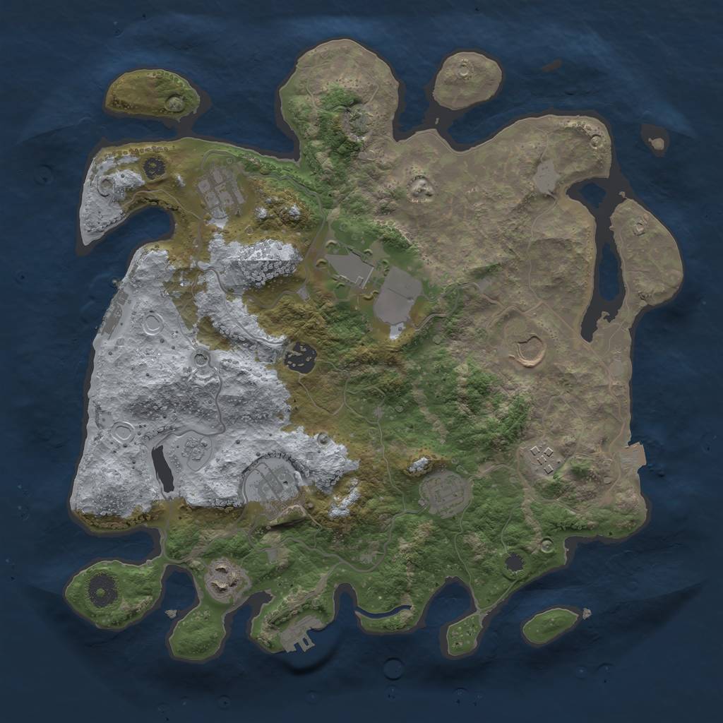 Rust Map: Procedural Map, Size: 3500, Seed: 405069437, 16 Monuments