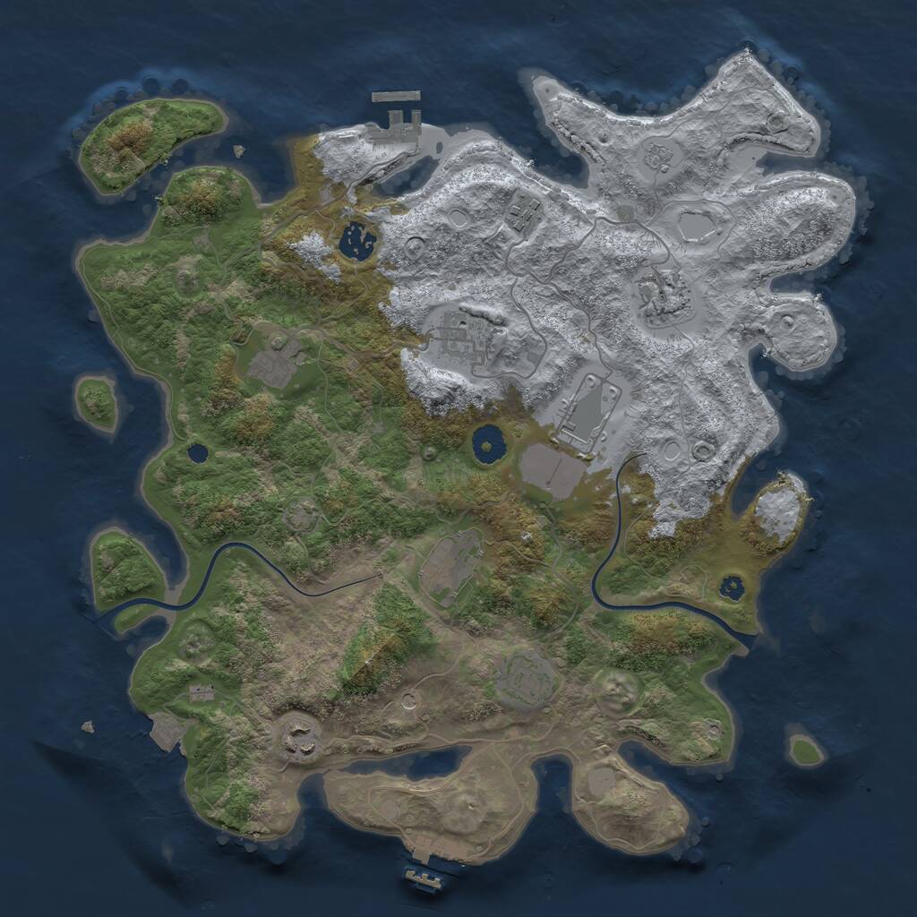Rust Map: Procedural Map, Size: 3800, Seed: 6864, 15 Monuments