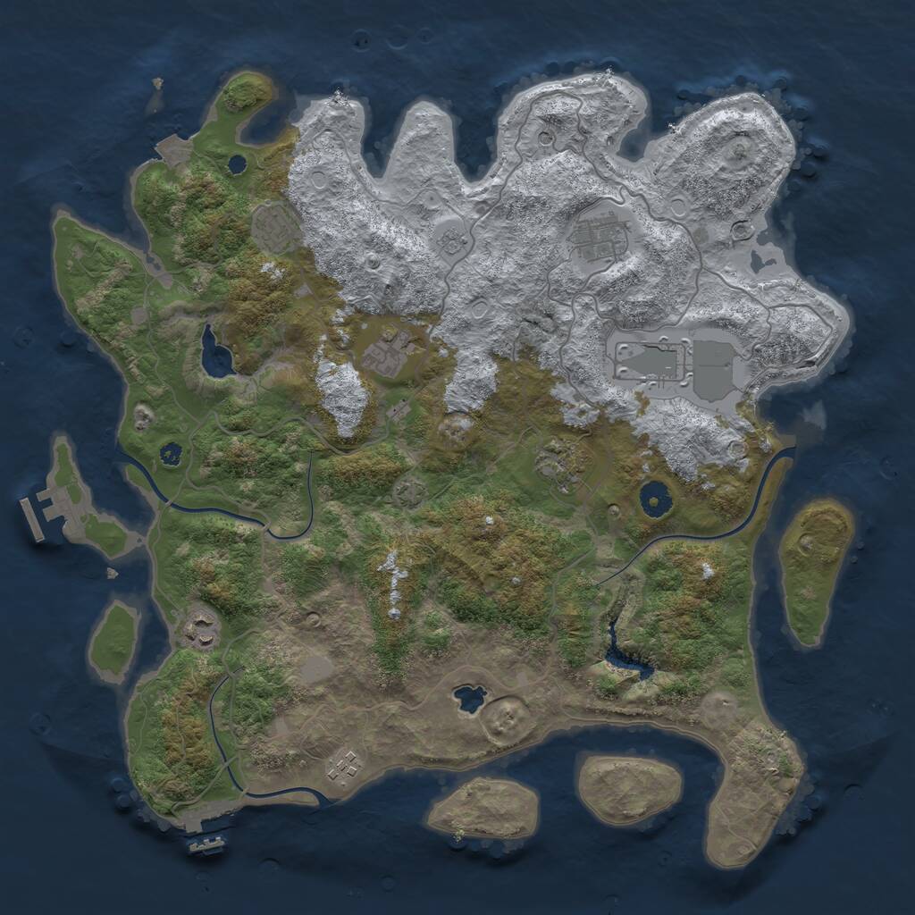 Rust Map: Procedural Map, Size: 4050, Seed: 494398312, 13 Monuments