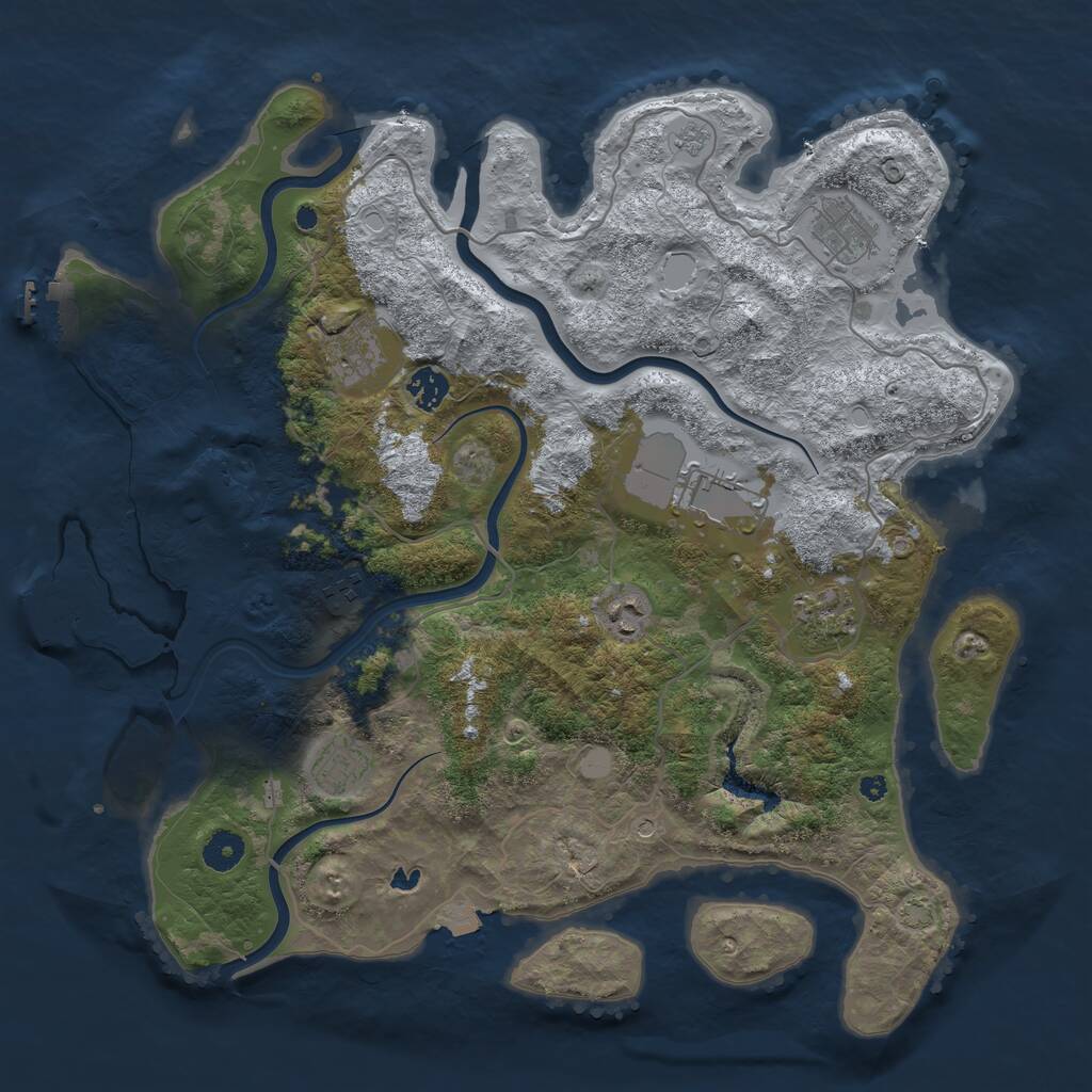 Rust Map: Procedural Map, Size: 4050, Seed: 494398312, 14 Monuments