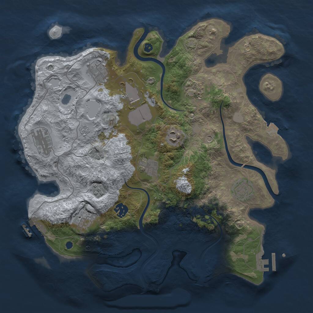 Rust Map: Procedural Map, Size: 3500, Seed: 479185810, 16 Monuments