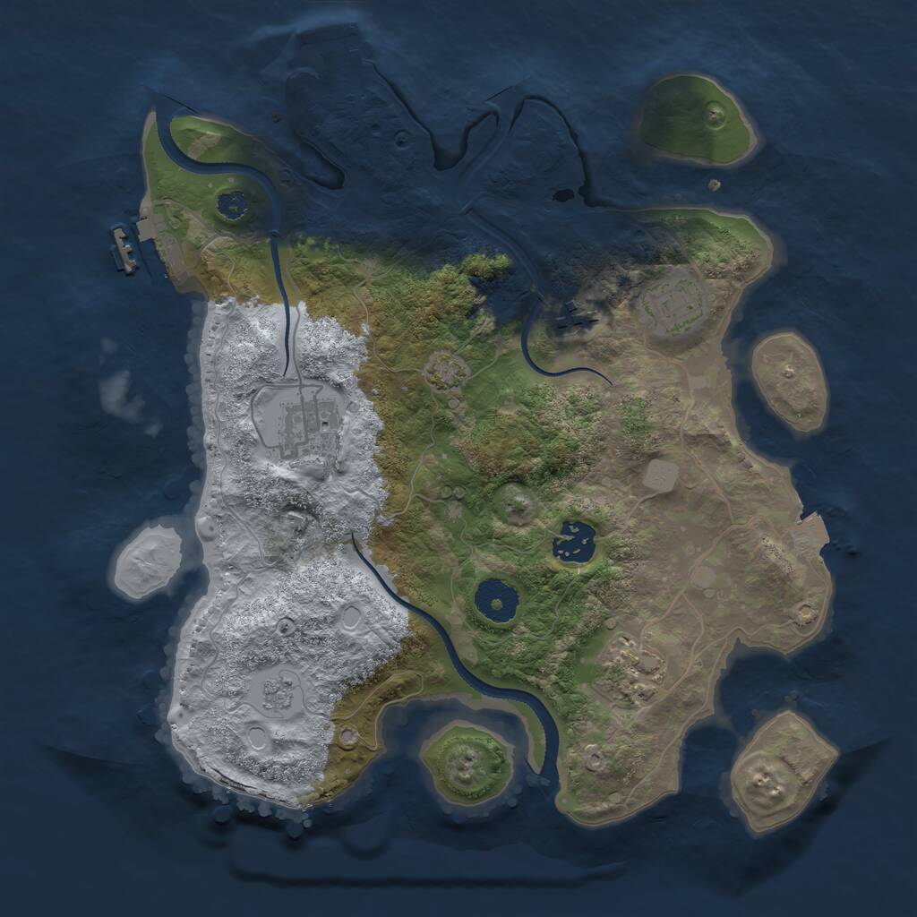Rust Map: Procedural Map, Size: 3196, Seed: 100, 10 Monuments