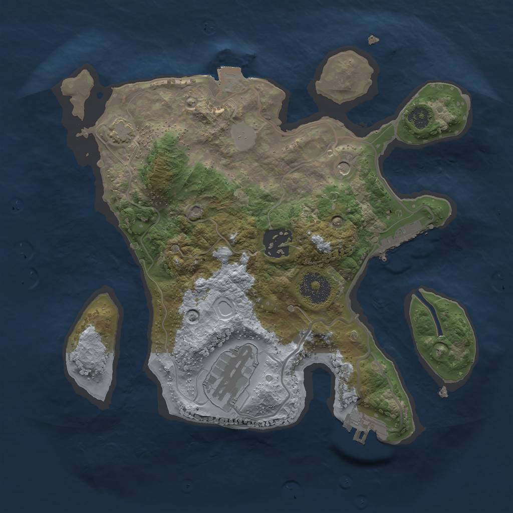 Rust Map: Procedural Map, Size: 2500, Seed: 2137483647, 9 Monuments