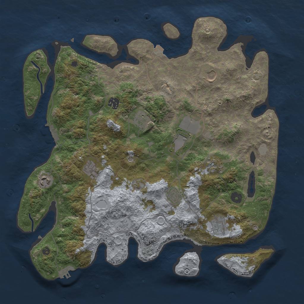 Rust Map: Procedural Map, Size: 4000, Seed: 742745, 18 Monuments