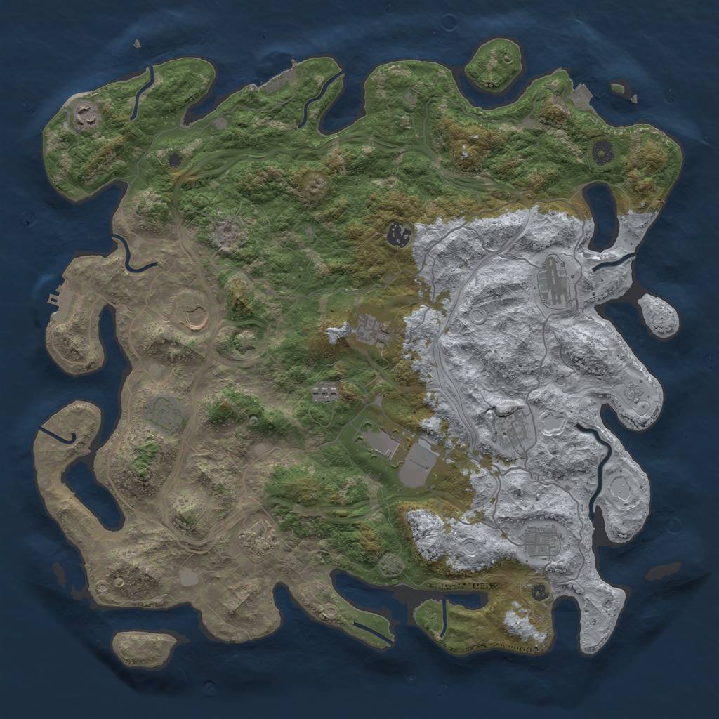 Rust Map: Procedural Map, Size: 4500, Seed: 2076896982, 19 Monuments
